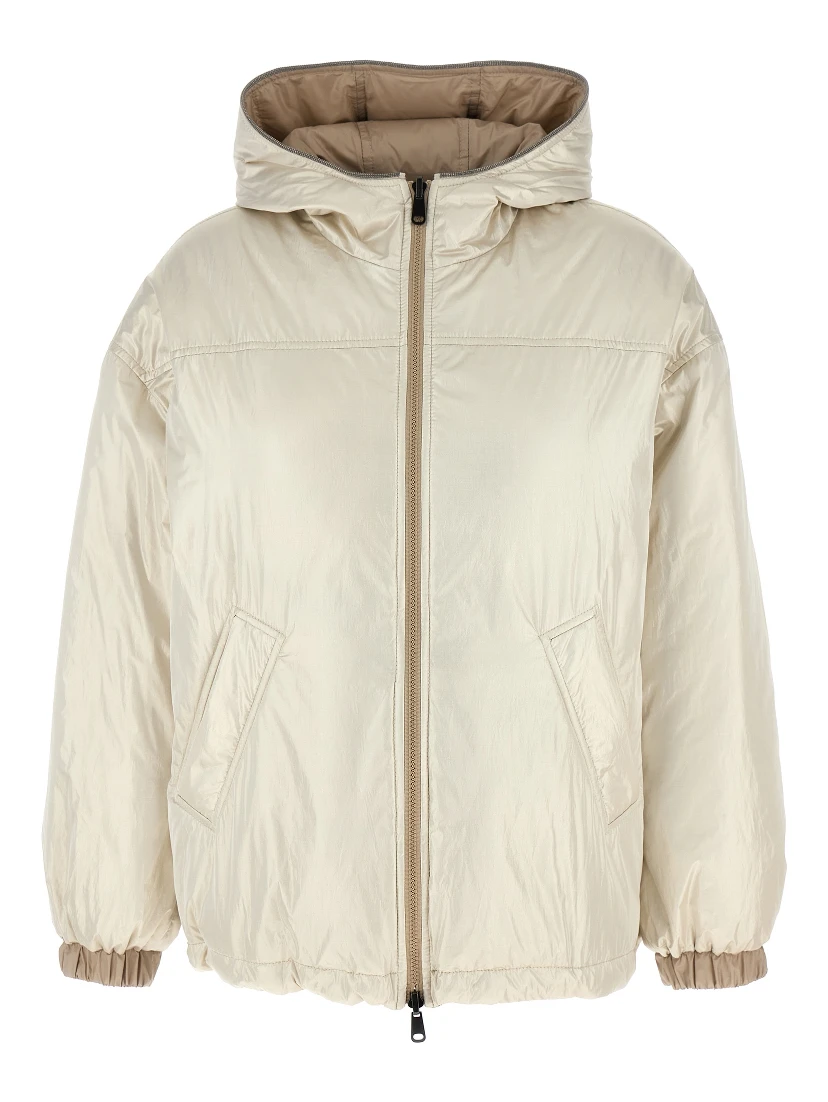 Beige Polyester Full-Length Jacket