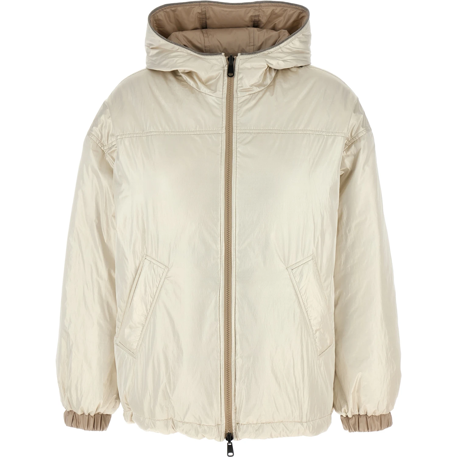 Beige Polyester Full-Length Jacket