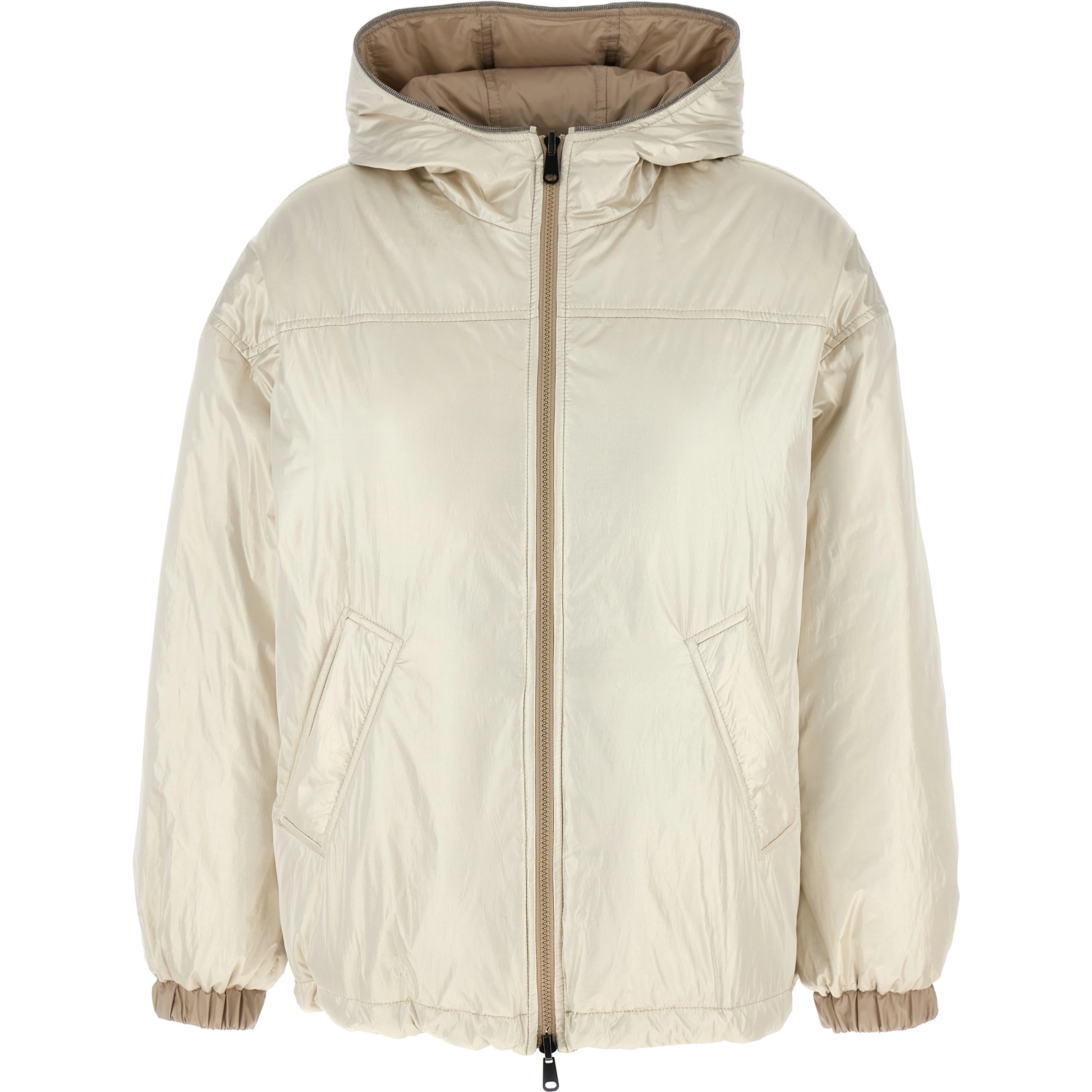 Beige Polyester Full-Length Jacket