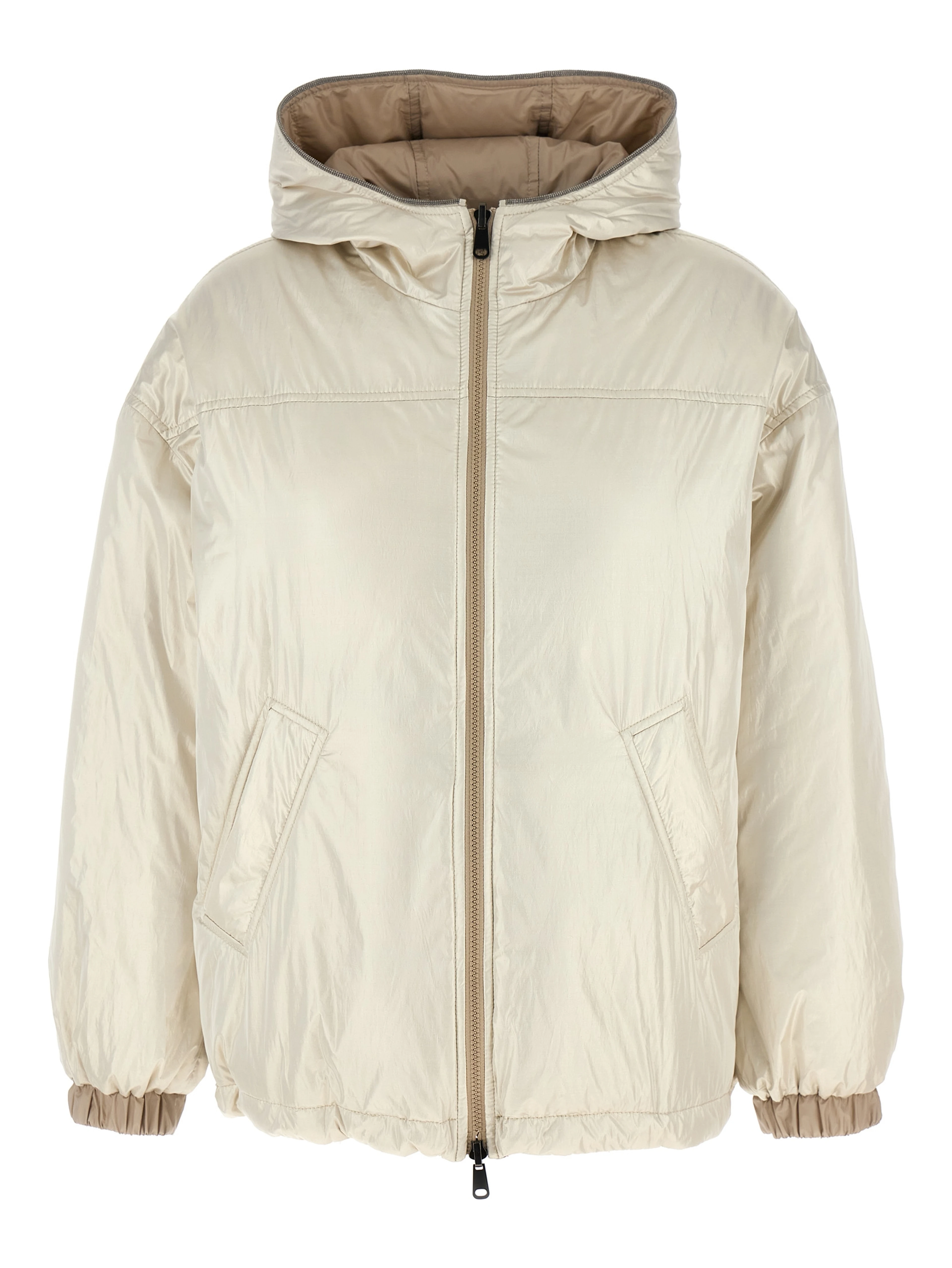 Beige Polyester Full-Length Jacket