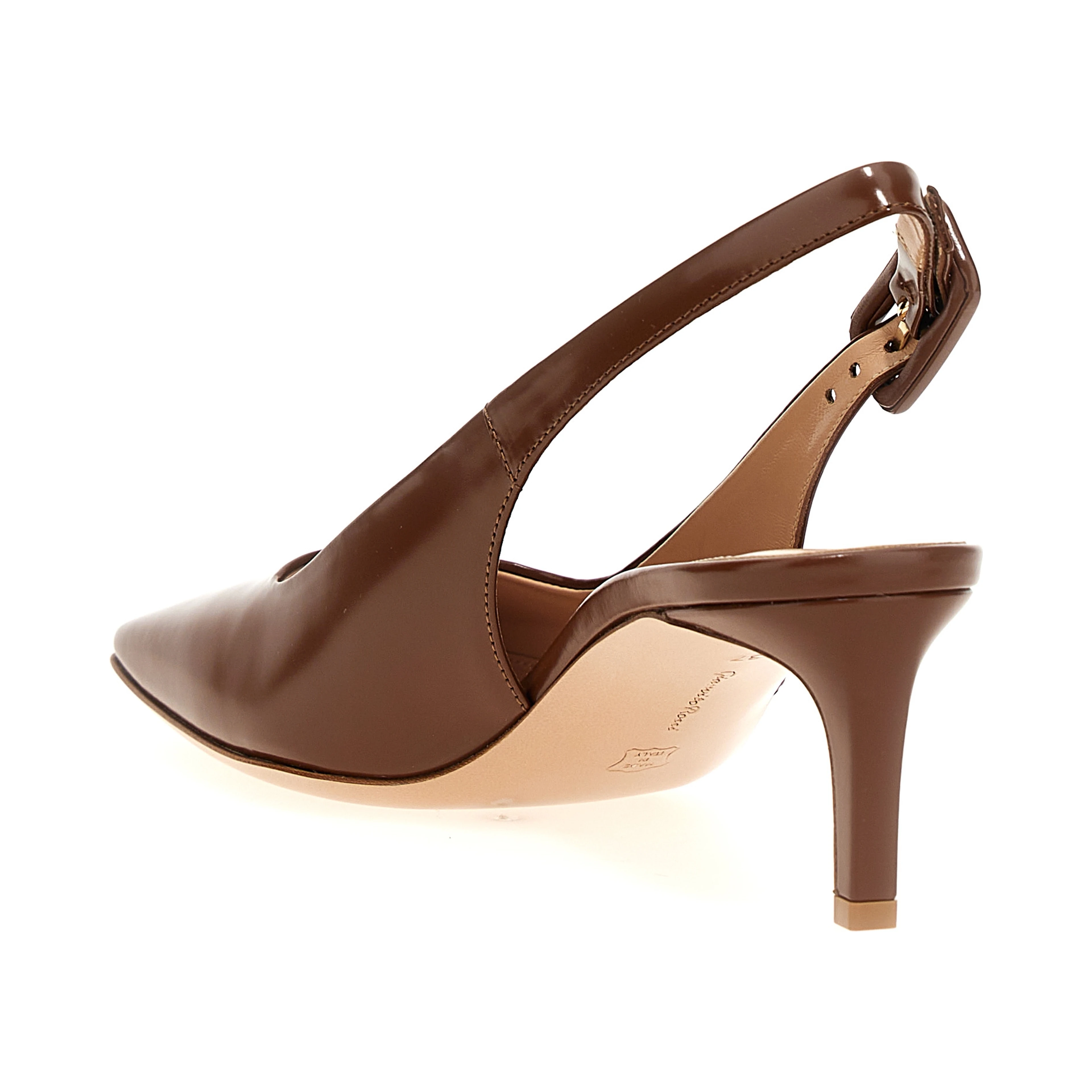 Brown Goatskin Mid Heel Pumps