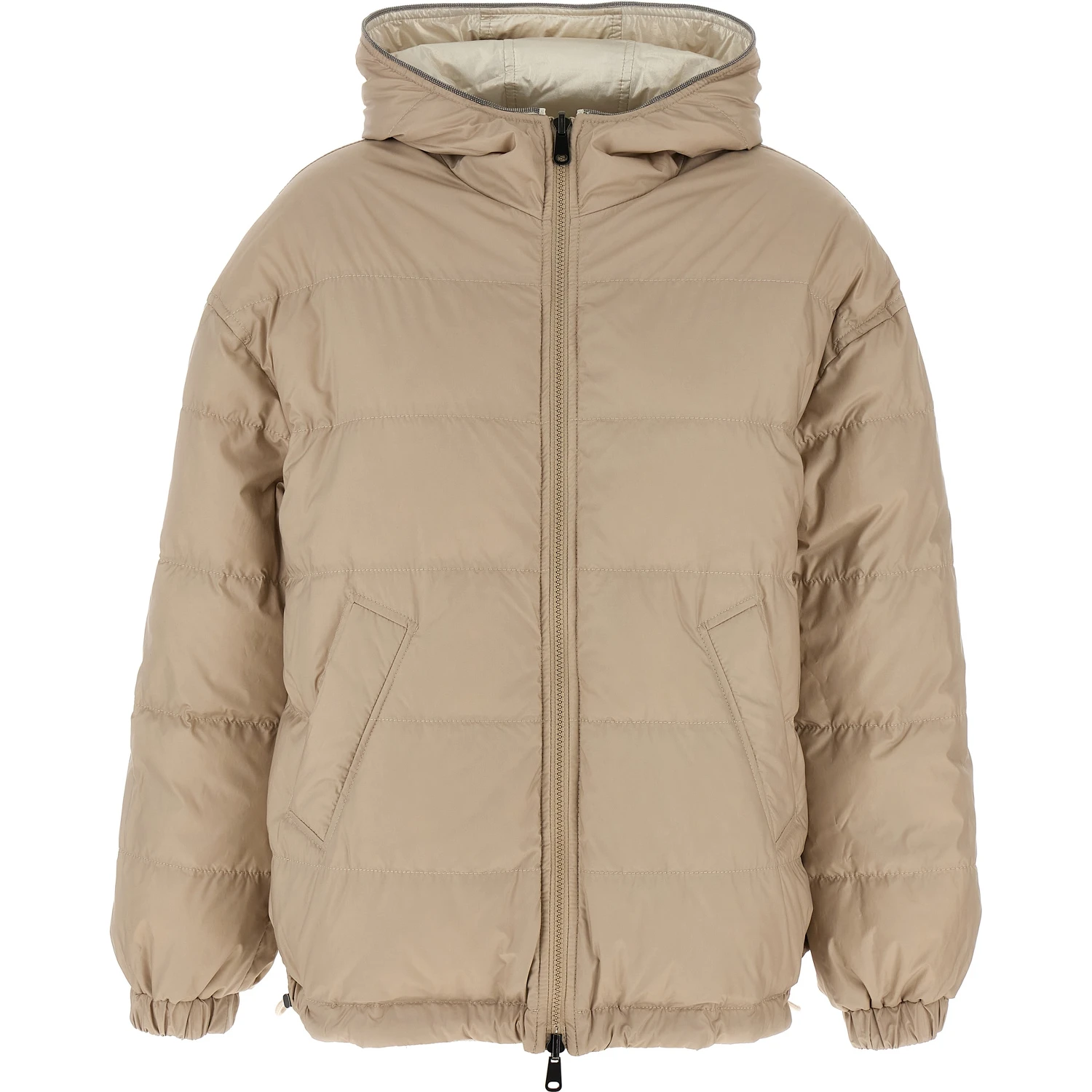 Beige Polyester Full-Length Jacket