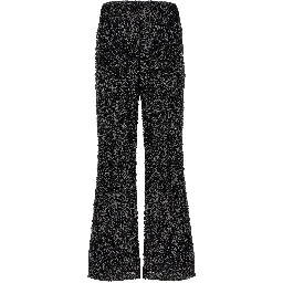 Black Polyester Flared Pants