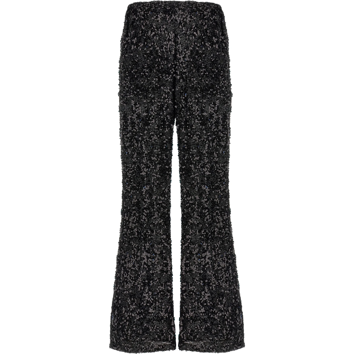 Black Polyester Flared Pants