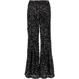 Black Polyester Flared Pants