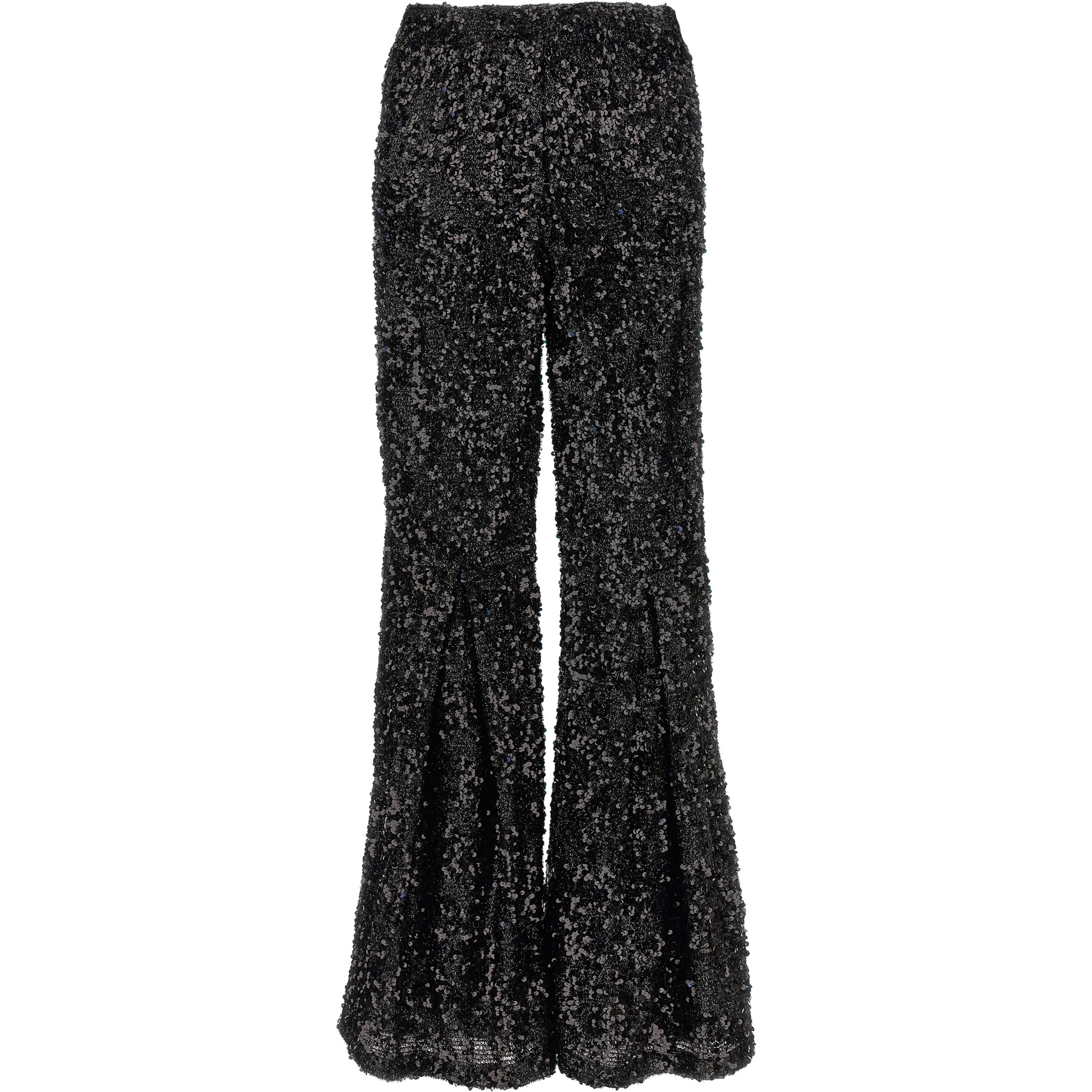 Black Polyester Flared Pants