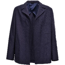 Blue Virgin Wool Full-Length Jacket