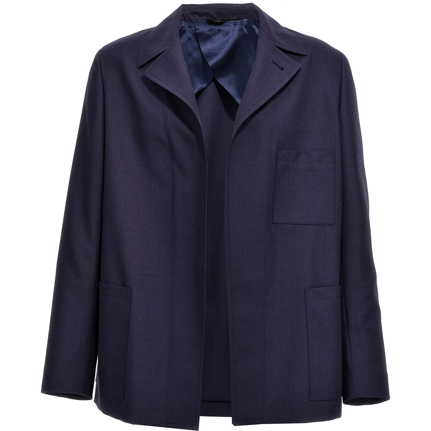 Blue Virgin Wool Full-Length Jacket