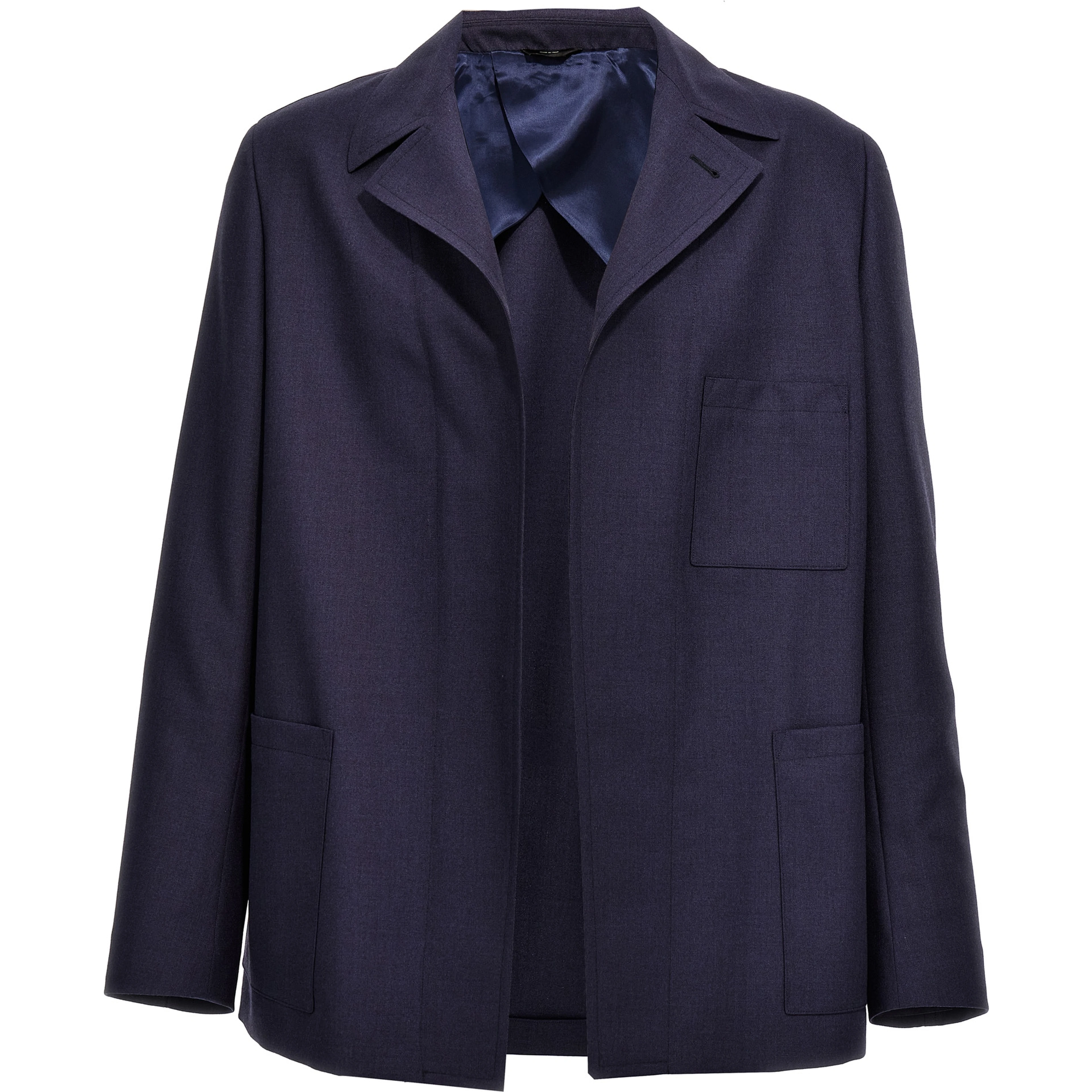Blue Virgin Wool Full-Length Jacket