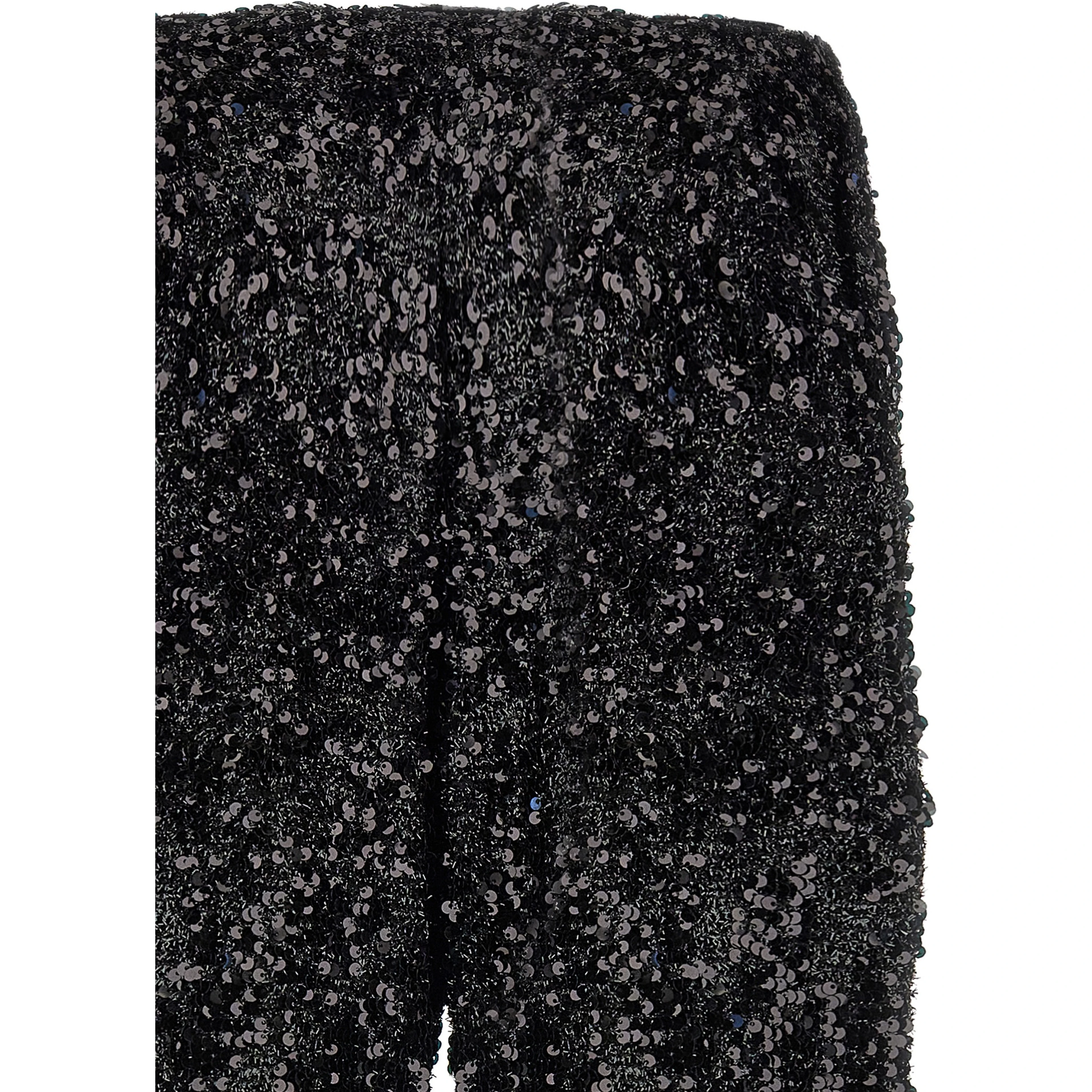 Black Polyester Flared Pants