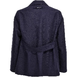Blue Virgin Wool Full-Length Jacket
