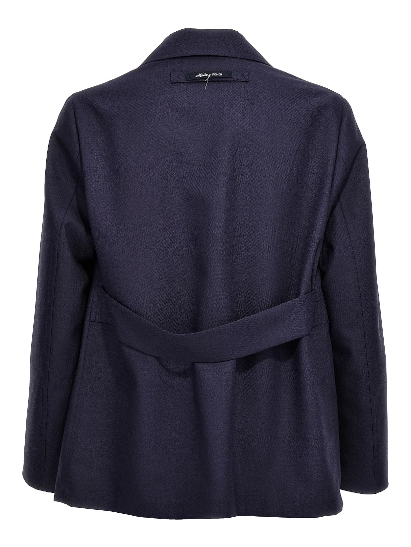 Blue Virgin Wool Full-Length Jacket