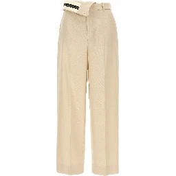 Beige Wool Casual Pants