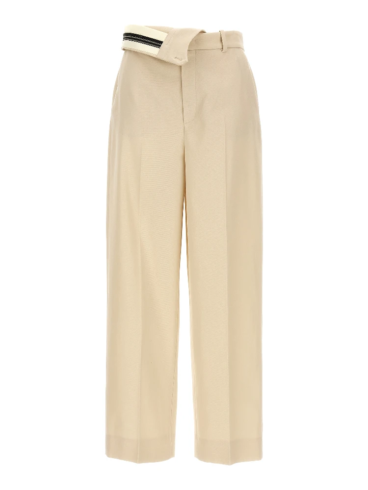 Beige Wool Casual Pants