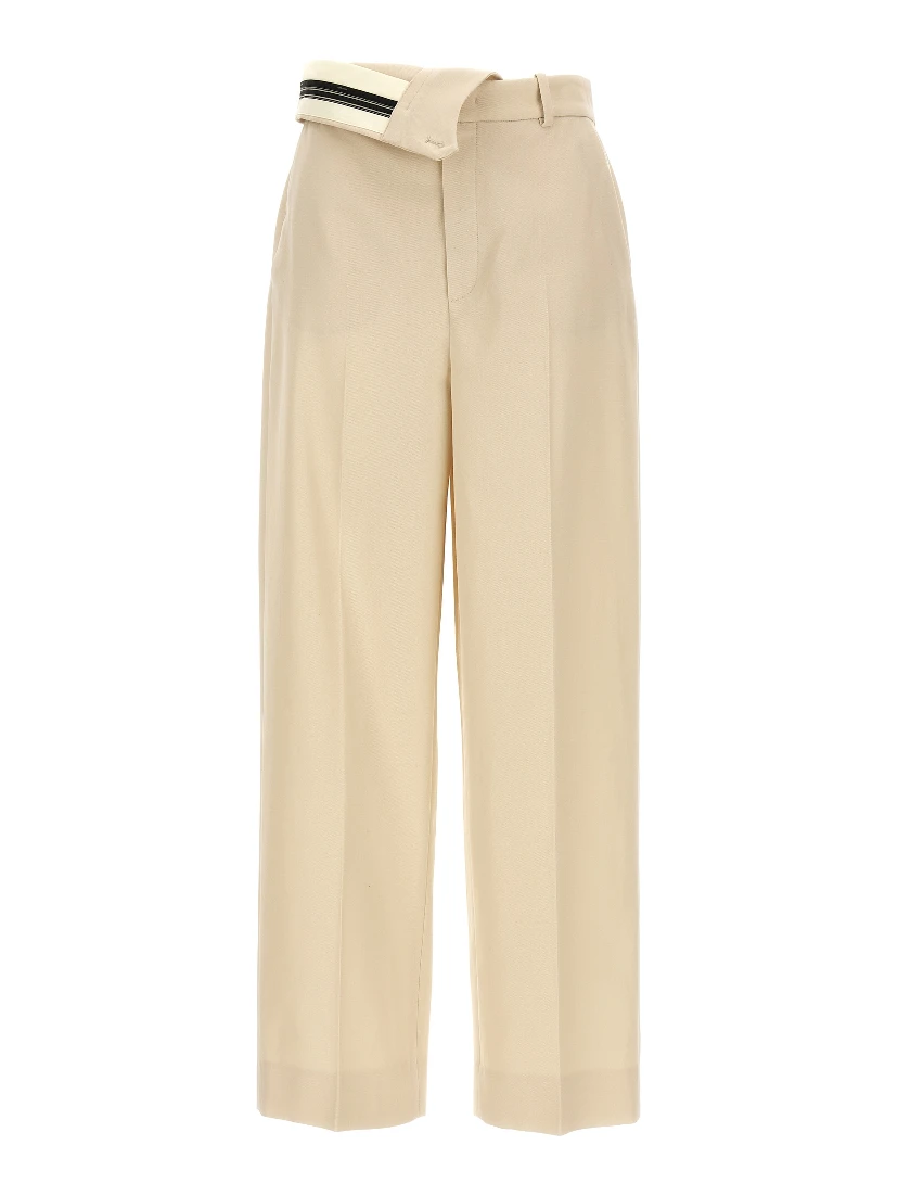 Beige Wool Casual Pants