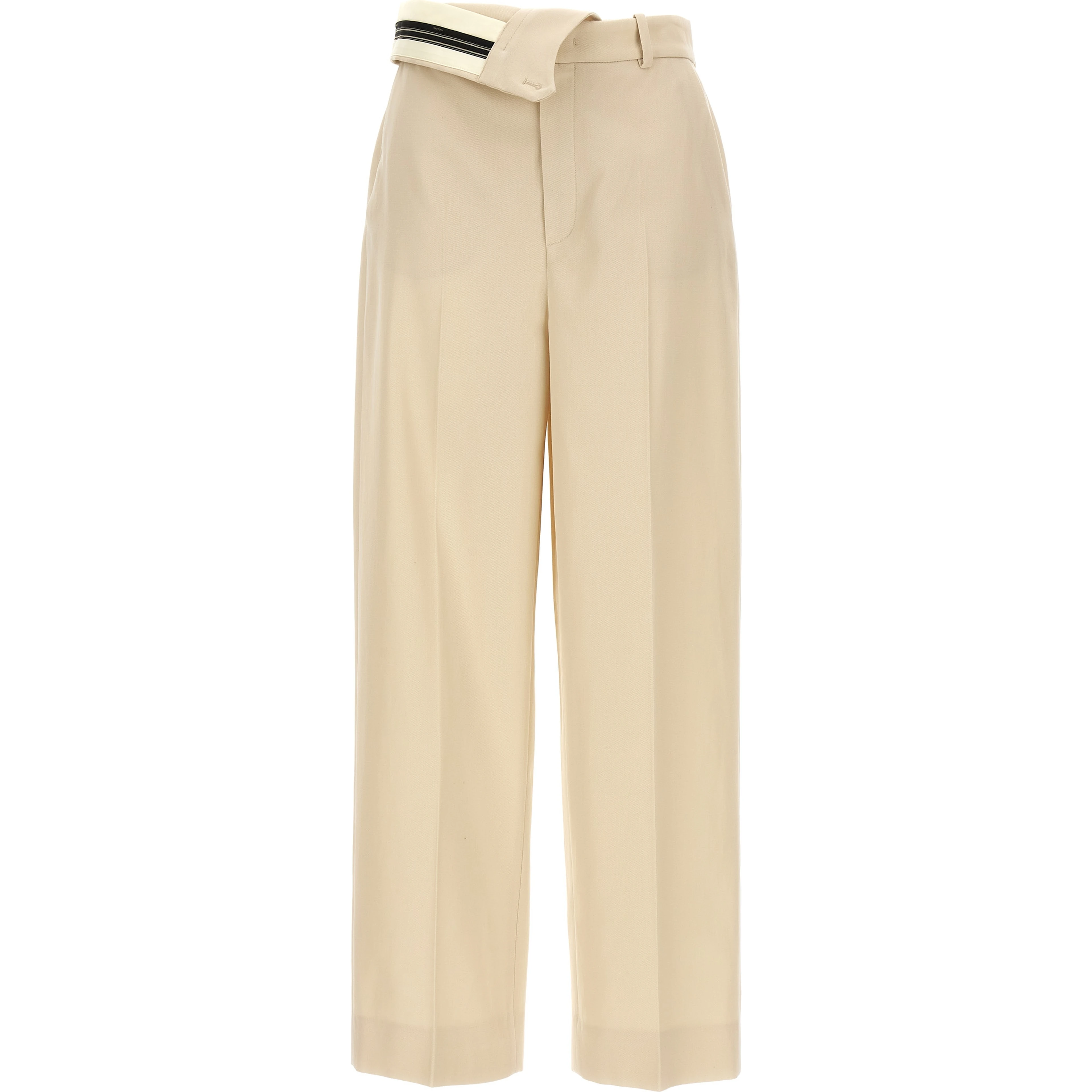 Beige Wool Casual Pants