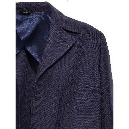 Blue Virgin Wool Full-Length Jacket