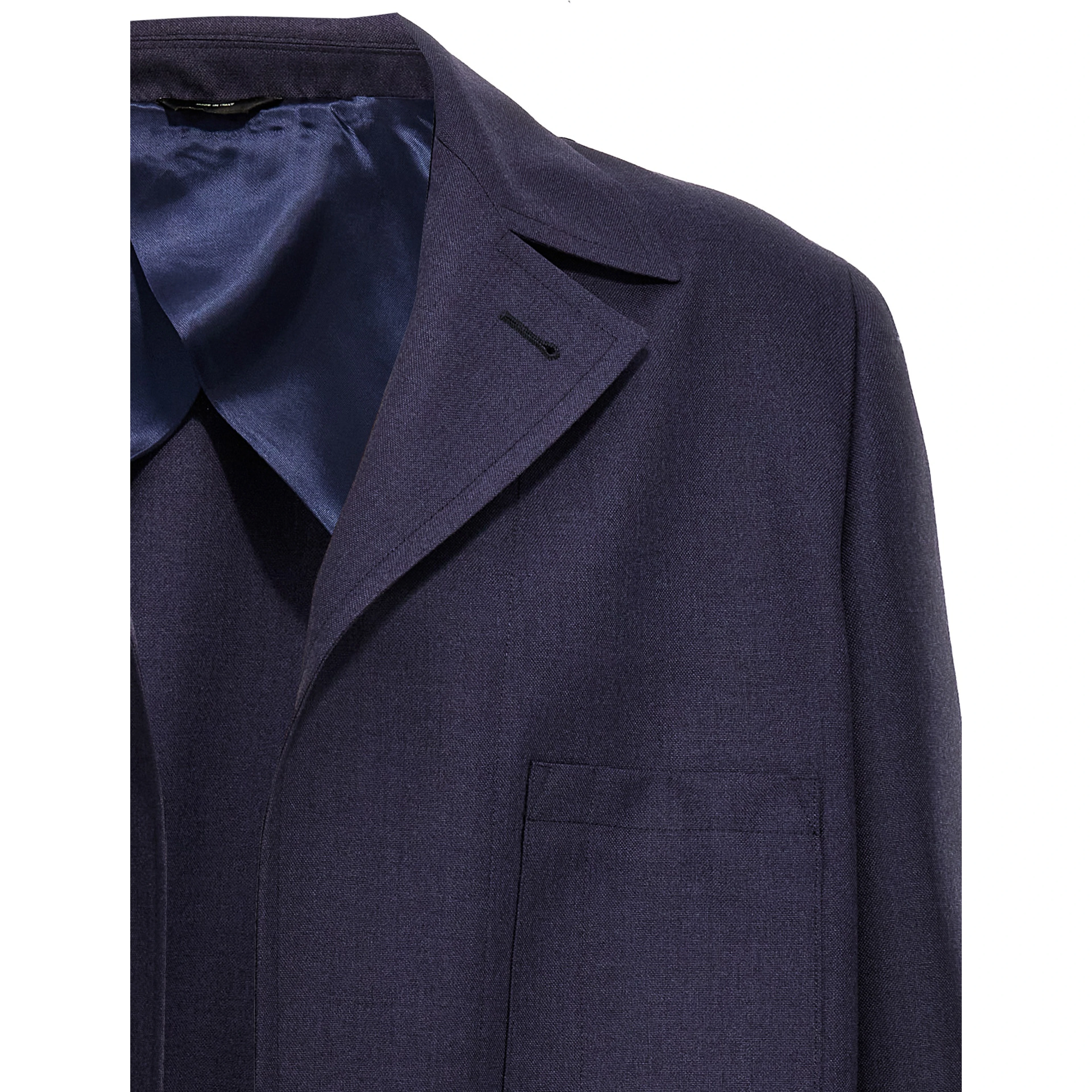 Blue Virgin Wool Full-Length Jacket