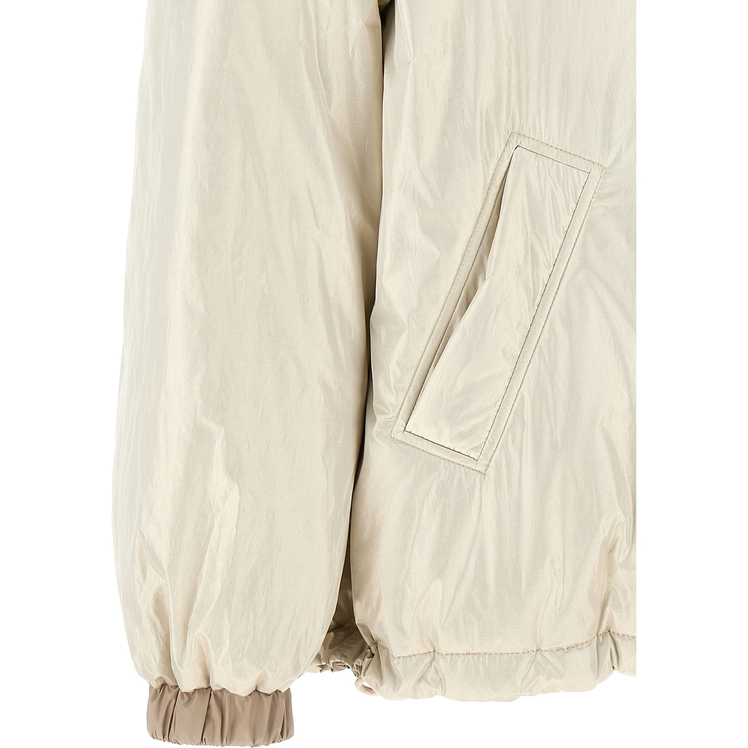 Beige Polyester Full-Length Jacket