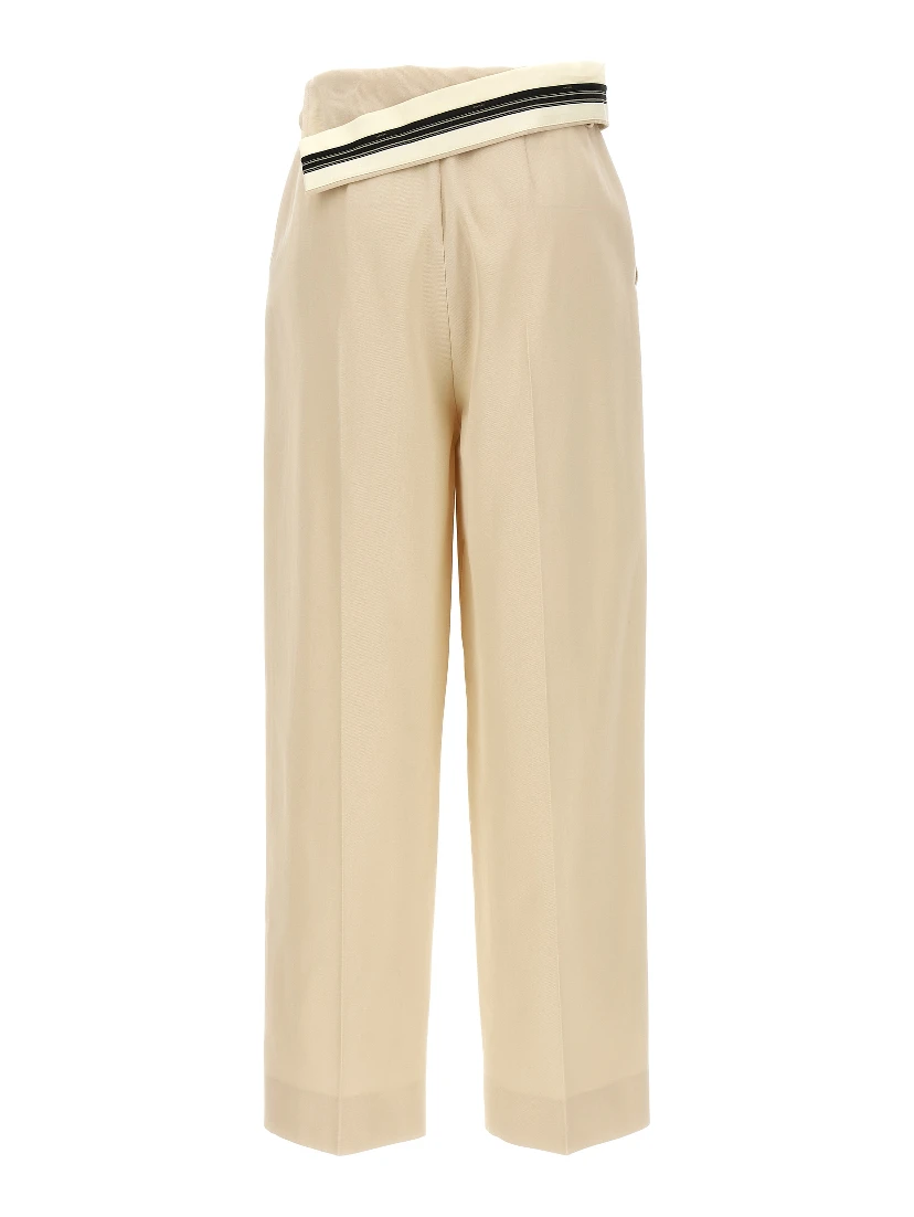 Beige Wool Casual Pants