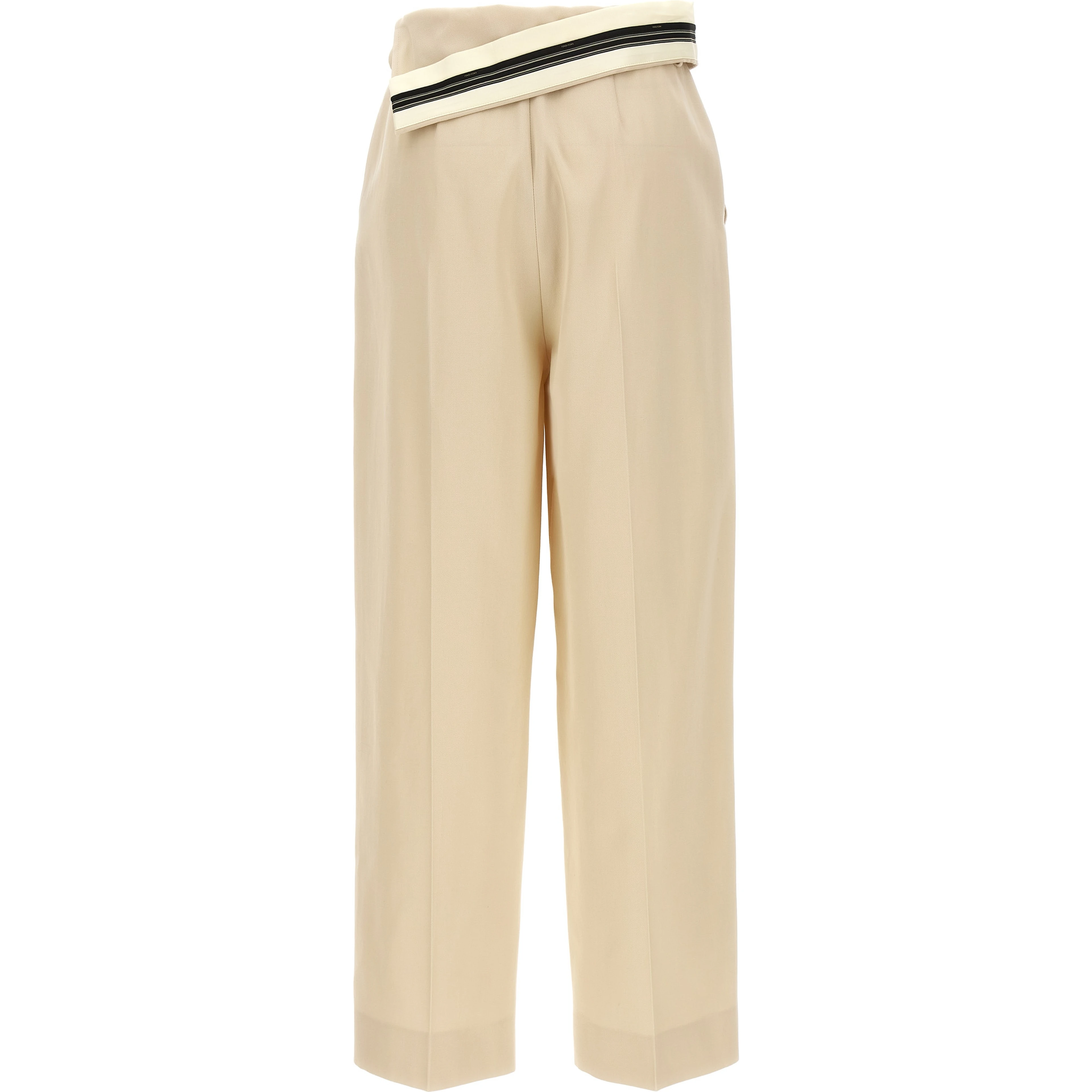 Beige Wool Casual Pants