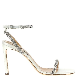 White Goatskin Stiletto Heel Sandals