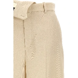 Beige Wool Casual Pants