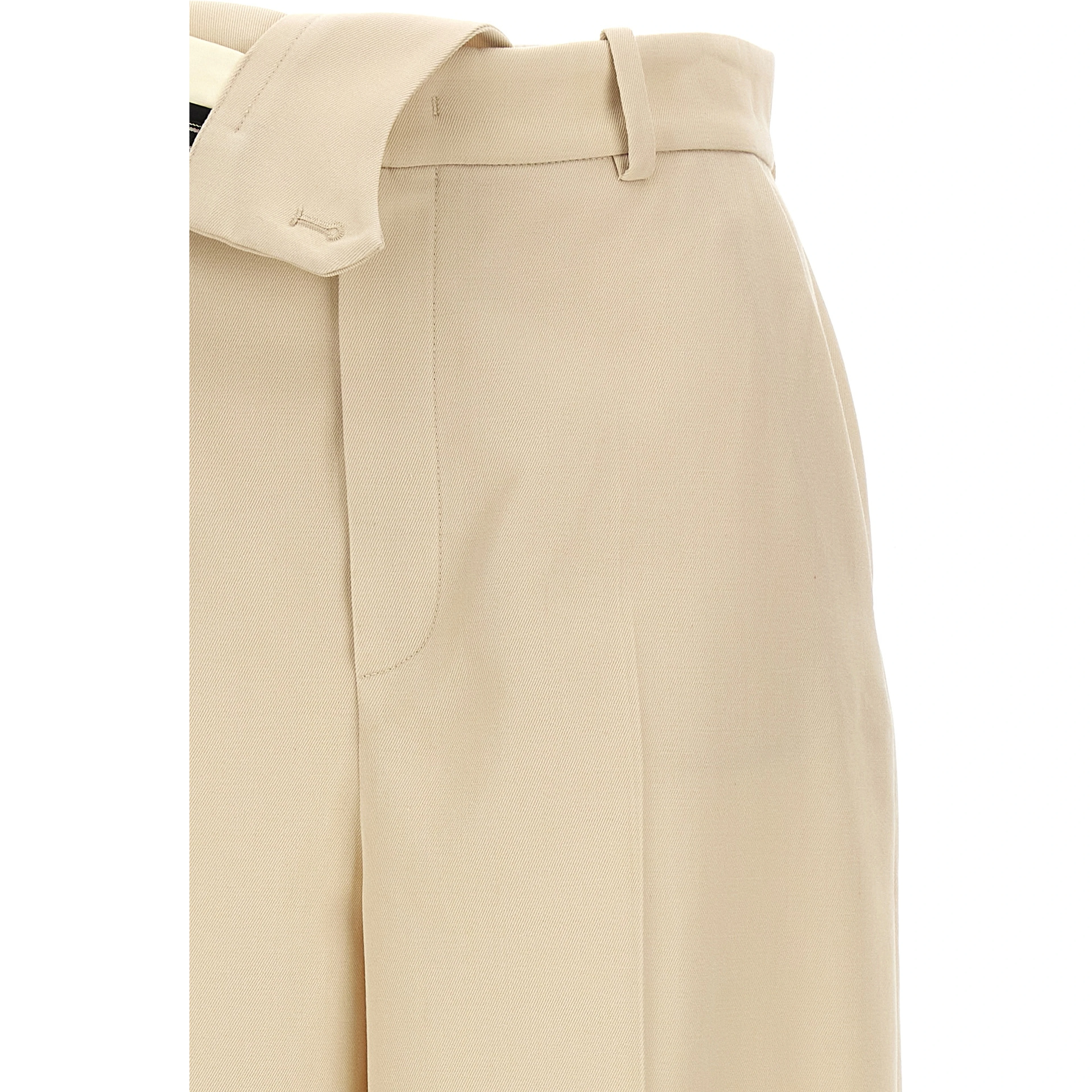Beige Wool Casual Pants
