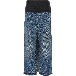 Blue Cotton Mini Skirt