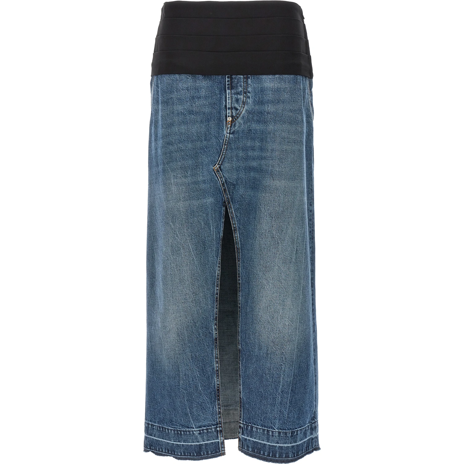 Blue Cotton Mini Skirt