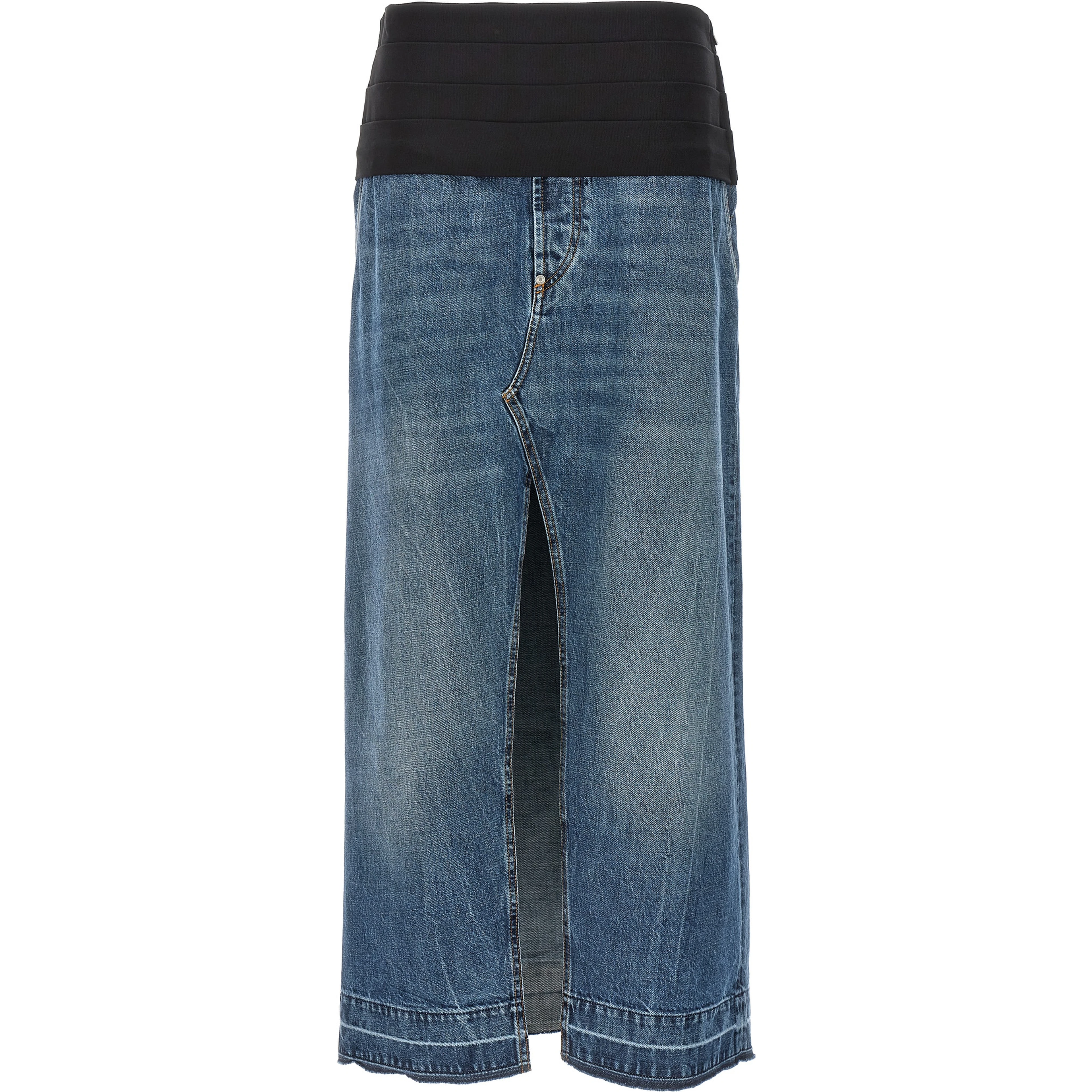 Blue Cotton Mini Skirt