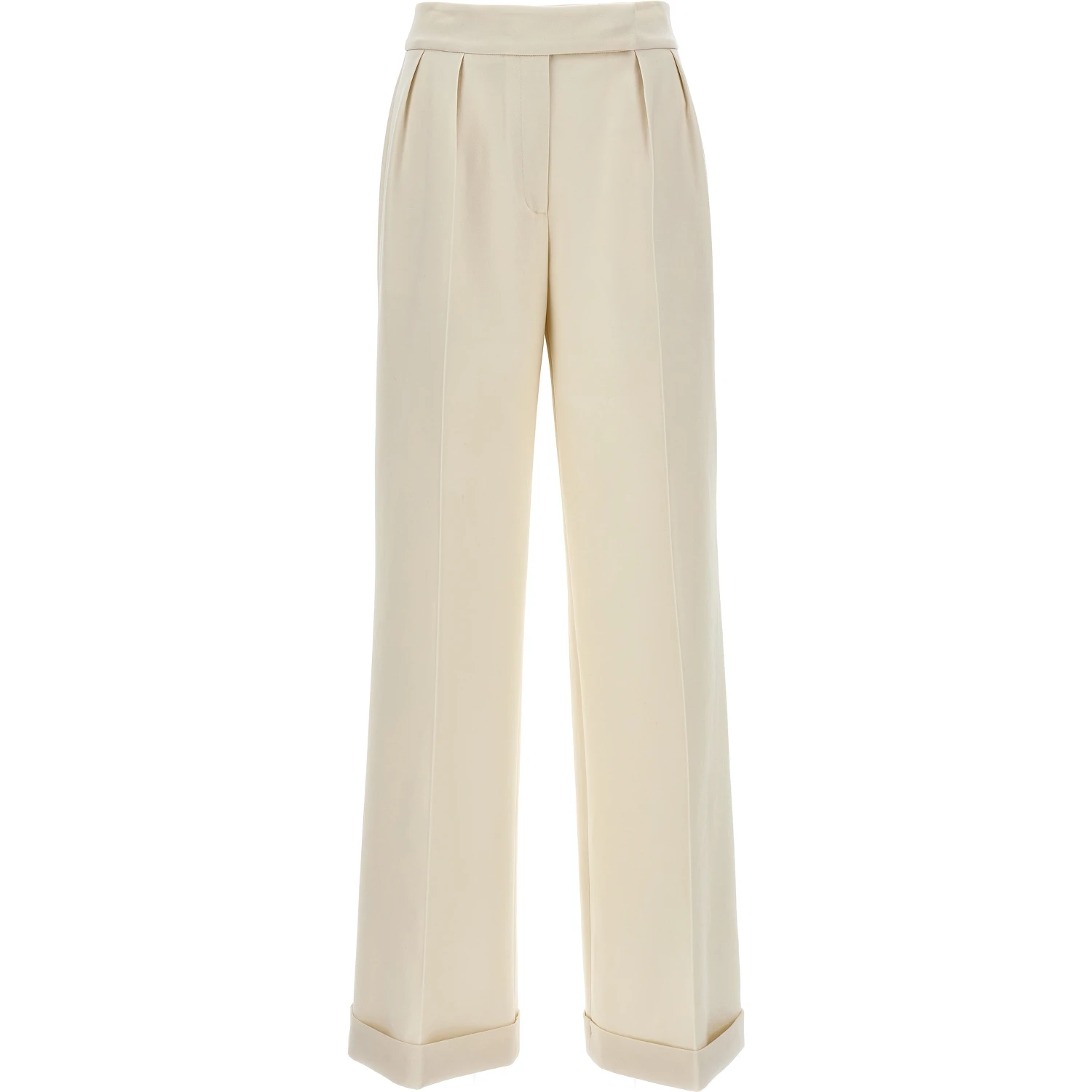 White Virgin Wool Casual Pants