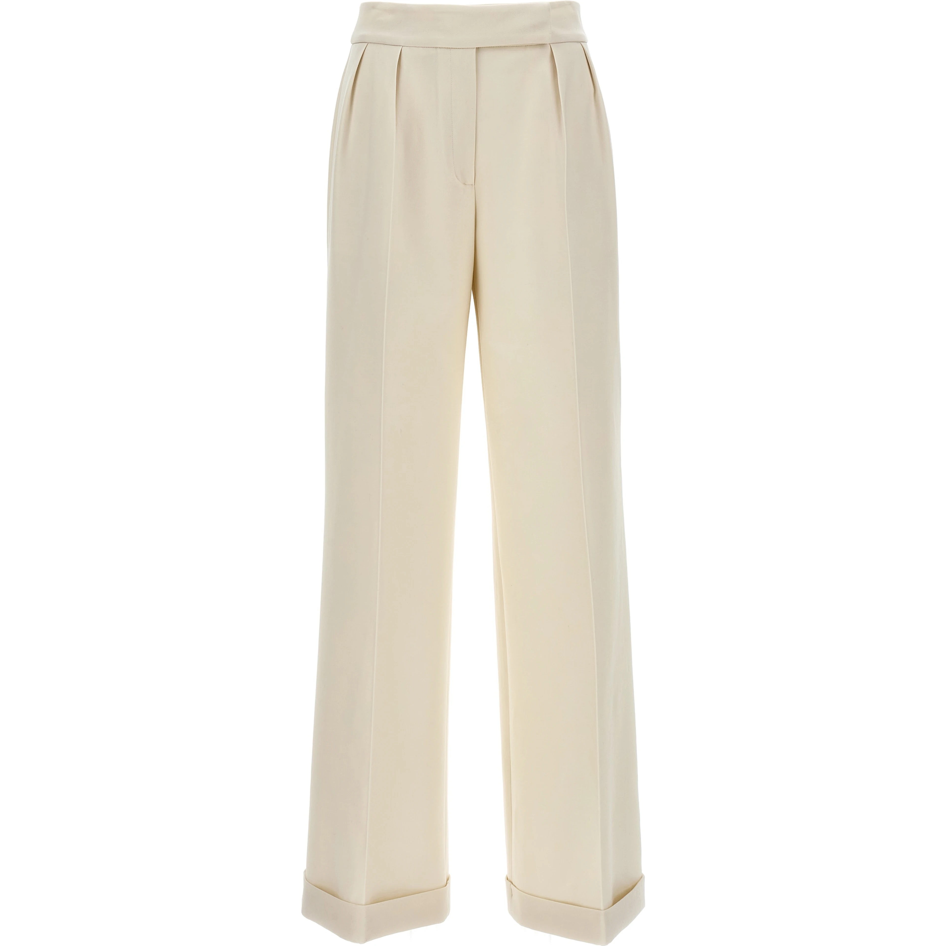 White Virgin Wool Casual Pants