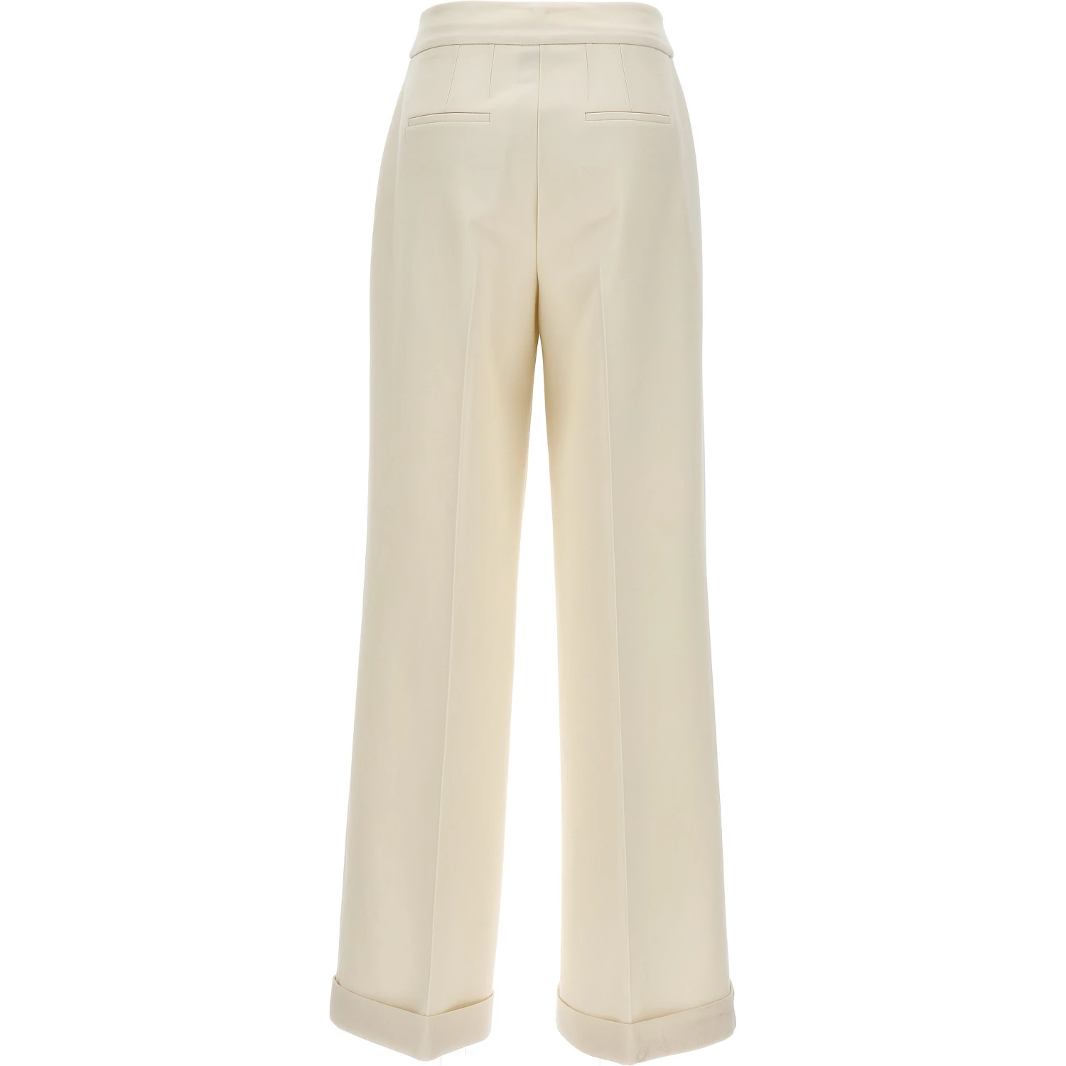 White Virgin Wool Casual Pants