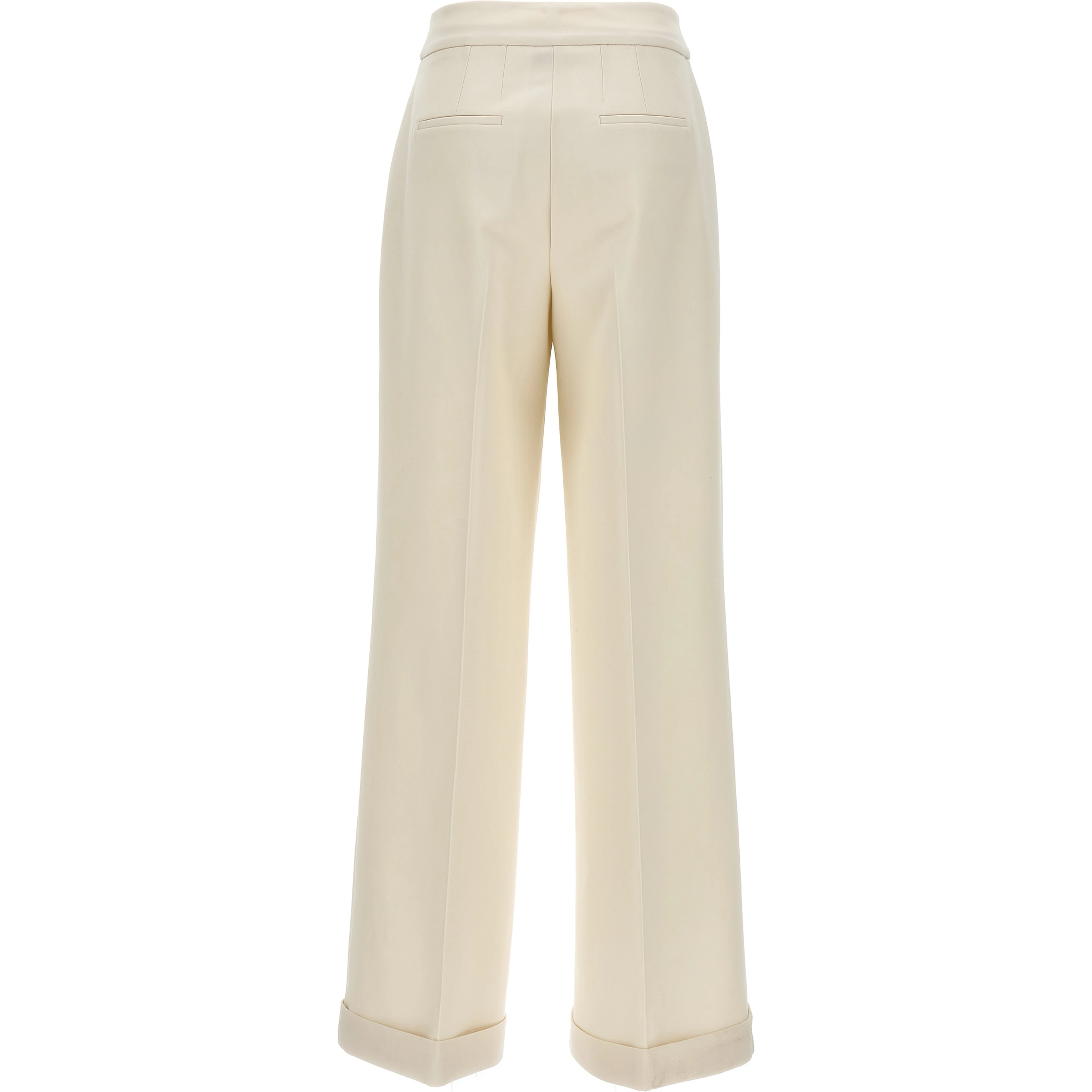 White Virgin Wool Casual Pants