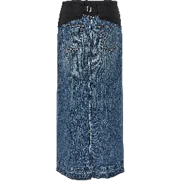 Blue Cotton Mini Skirt