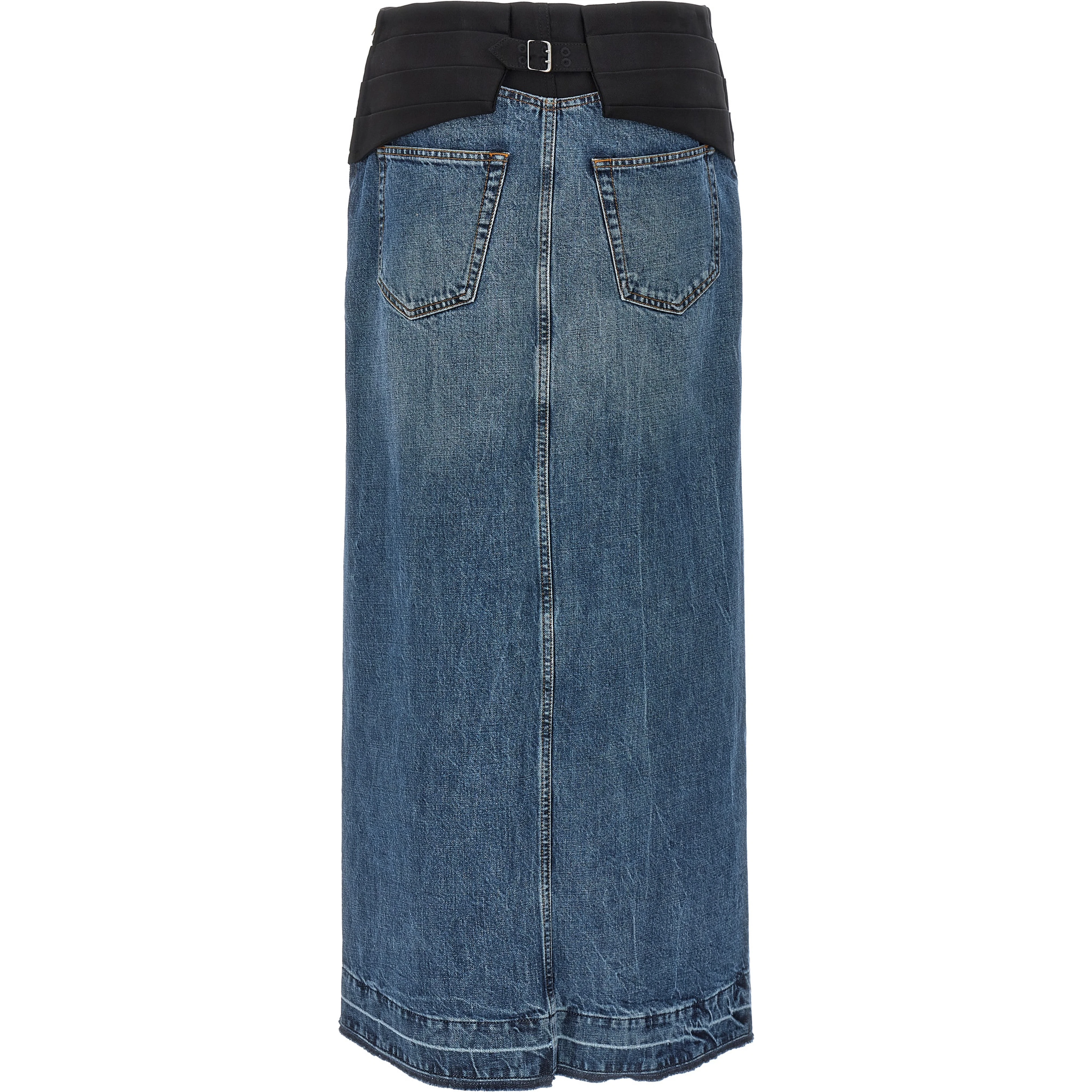 Blue Cotton Mini Skirt