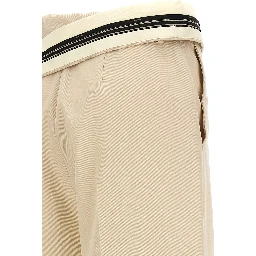 Beige Wool Casual Pants