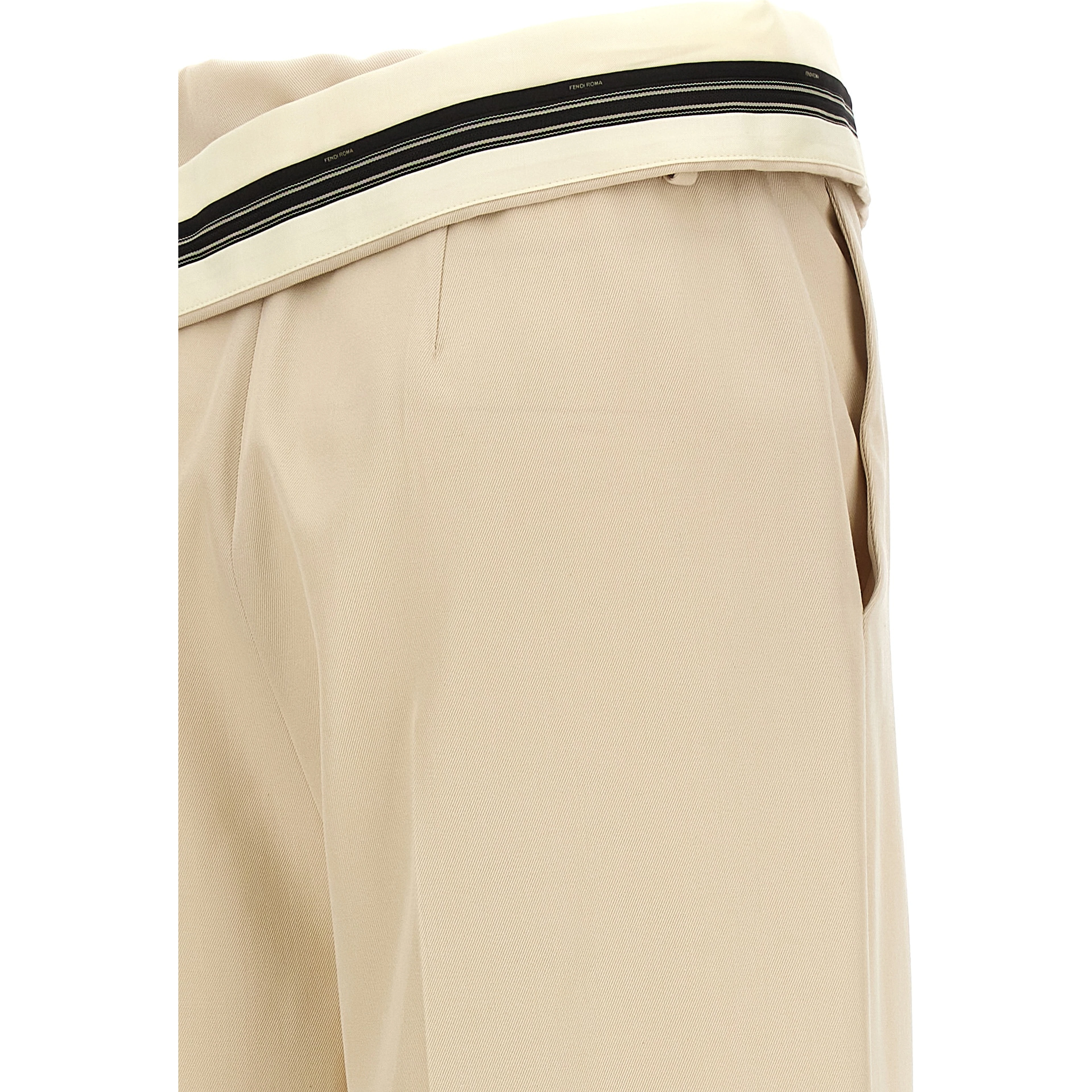 Beige Wool Casual Pants