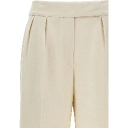 White Virgin Wool Casual Pants