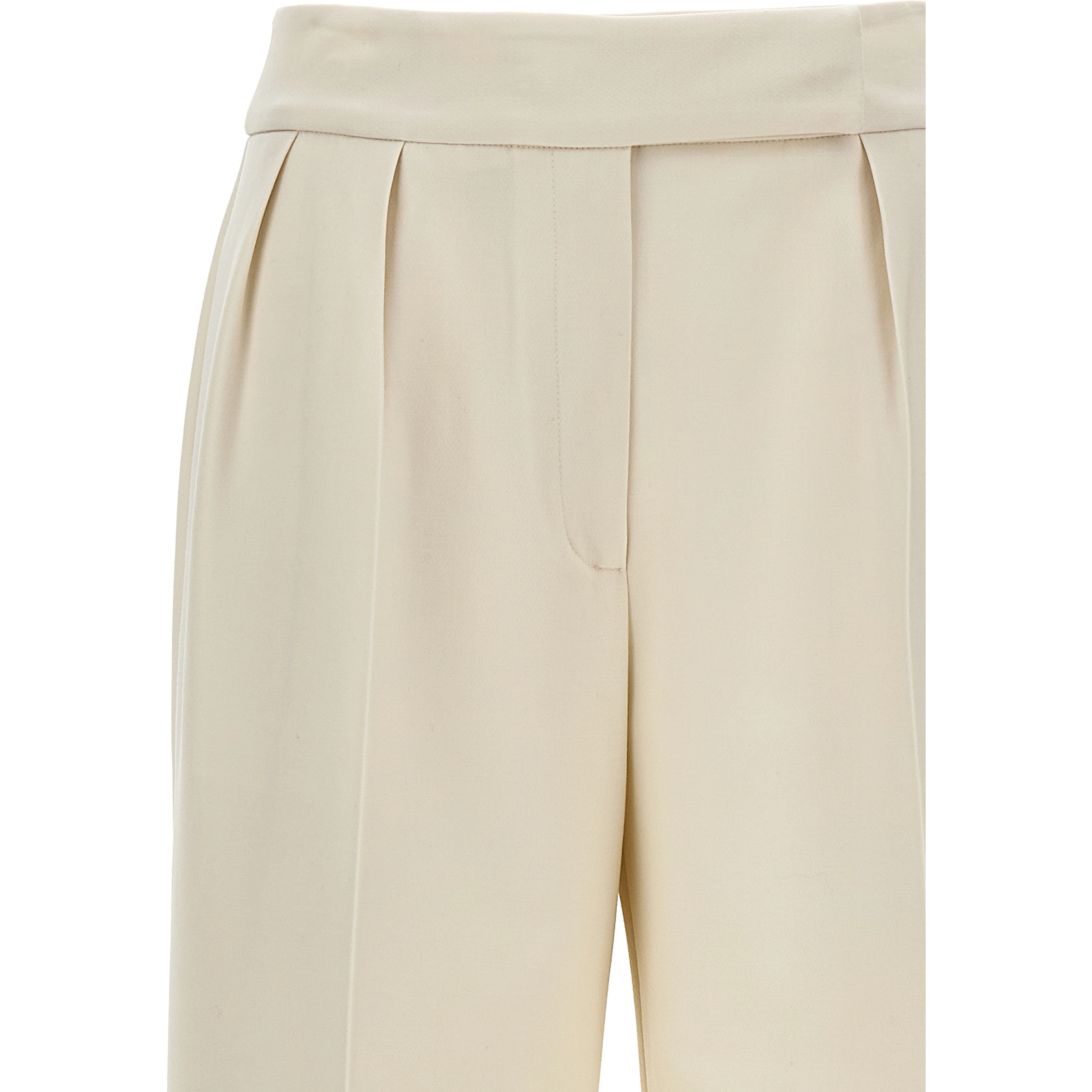 White Virgin Wool Casual Pants