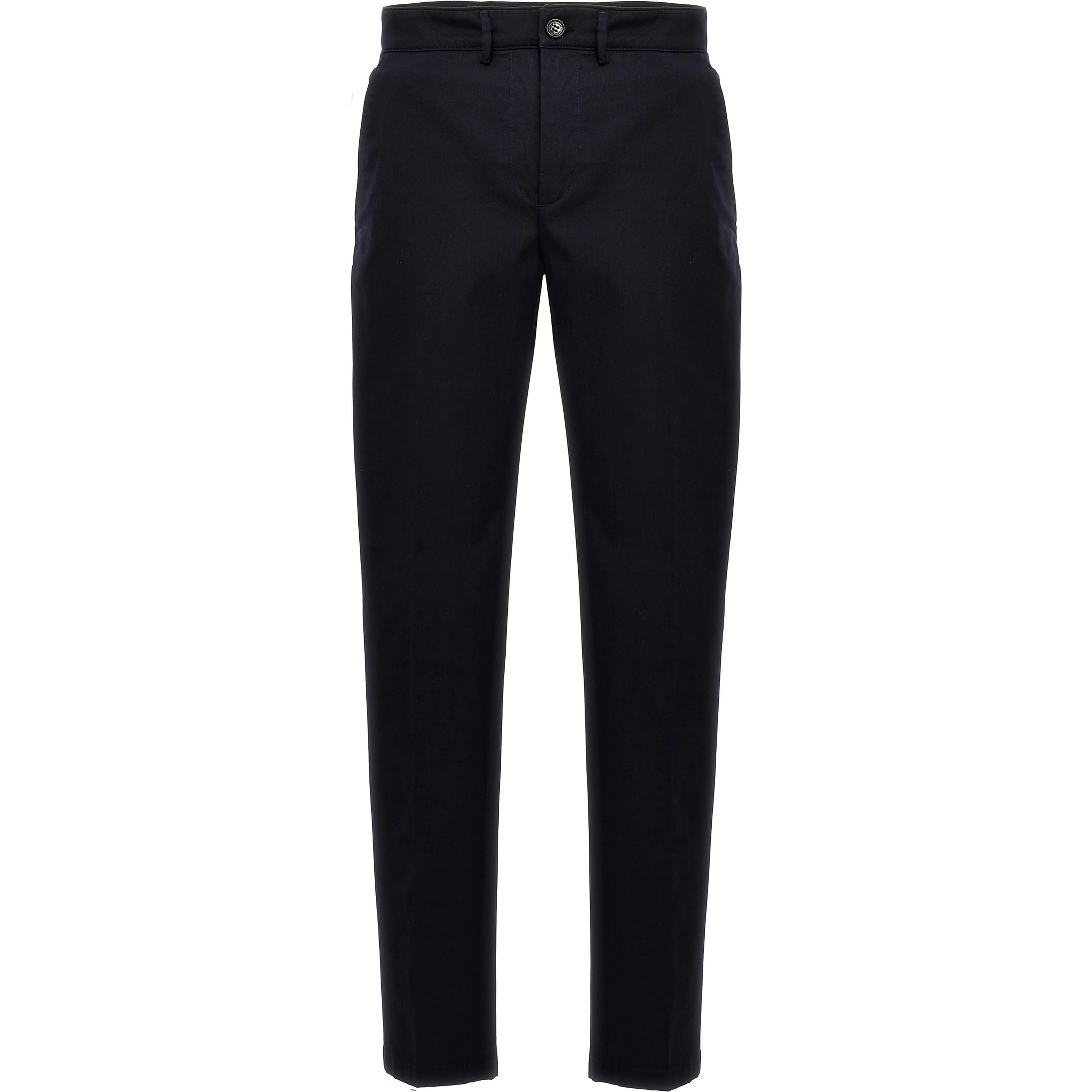Blue Cotton Casual Pants