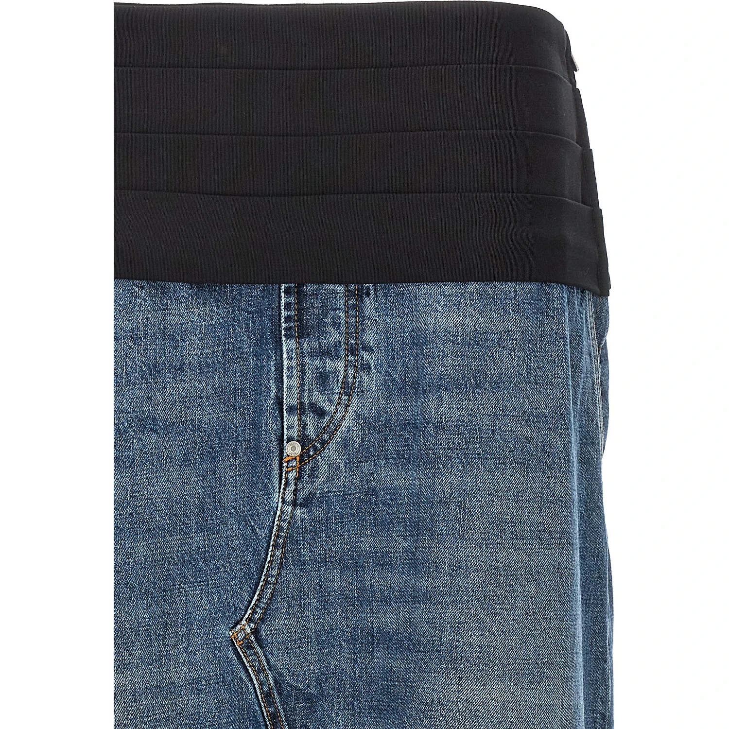 Blue Cotton Mini Skirt