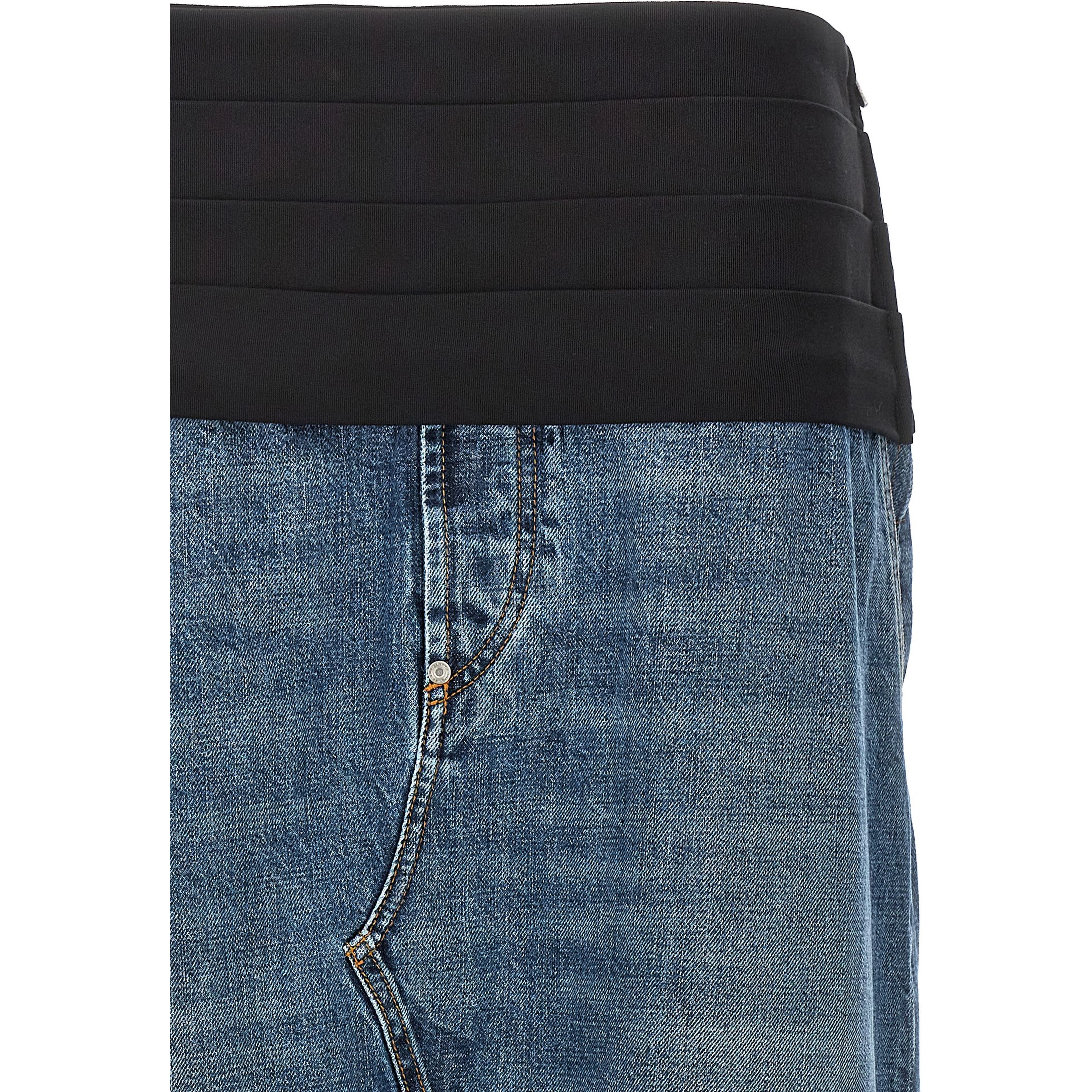 Blue Cotton Mini Skirt