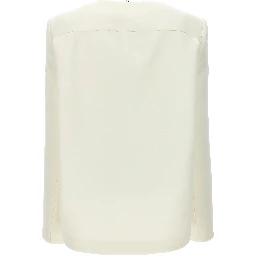 White Polyester Full-Length Jacket