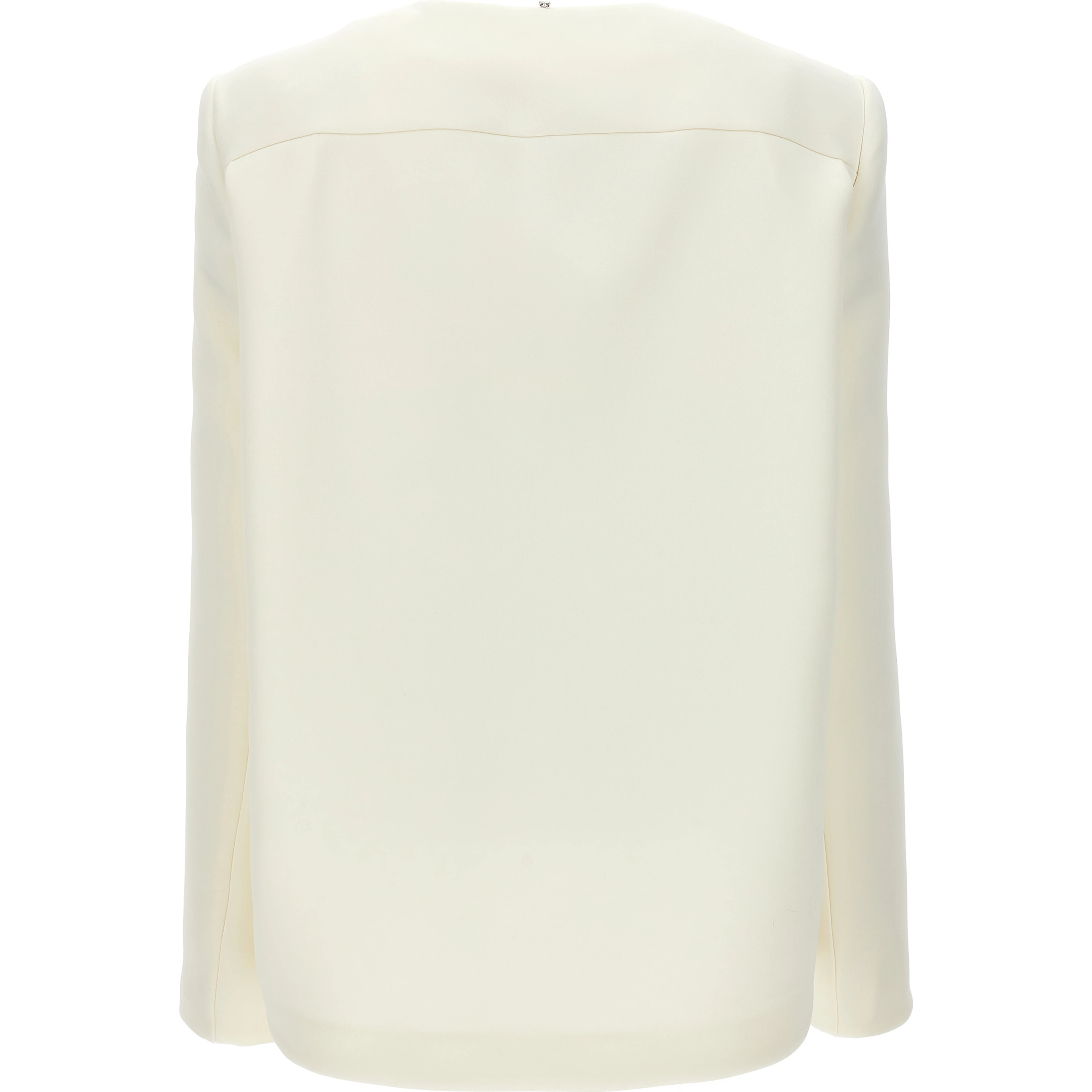 White Polyester Full-Length Jacket