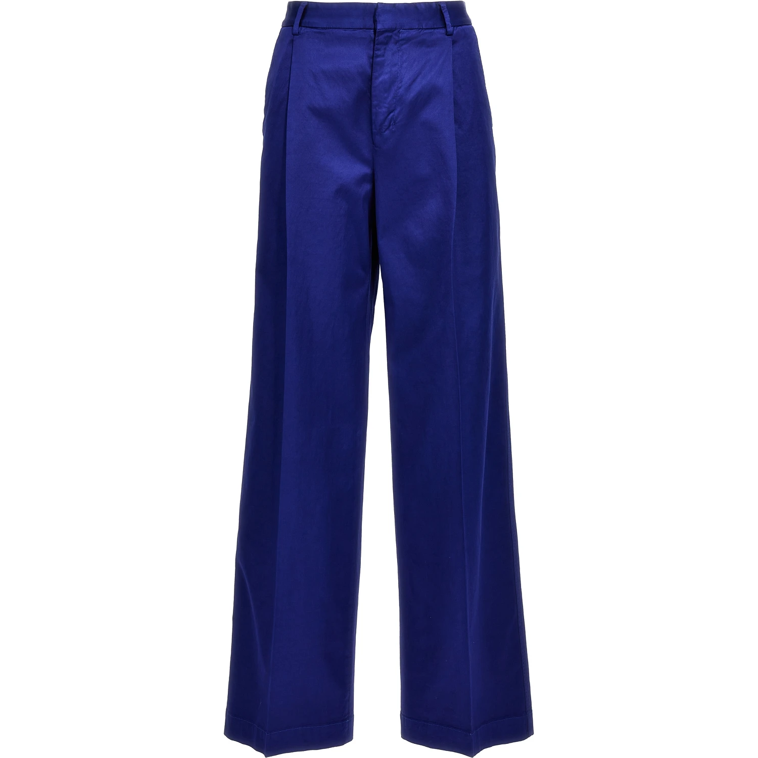 Blue Cotton Casual Pants