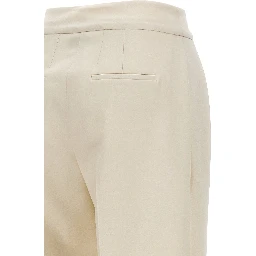 White Virgin Wool Casual Pants
