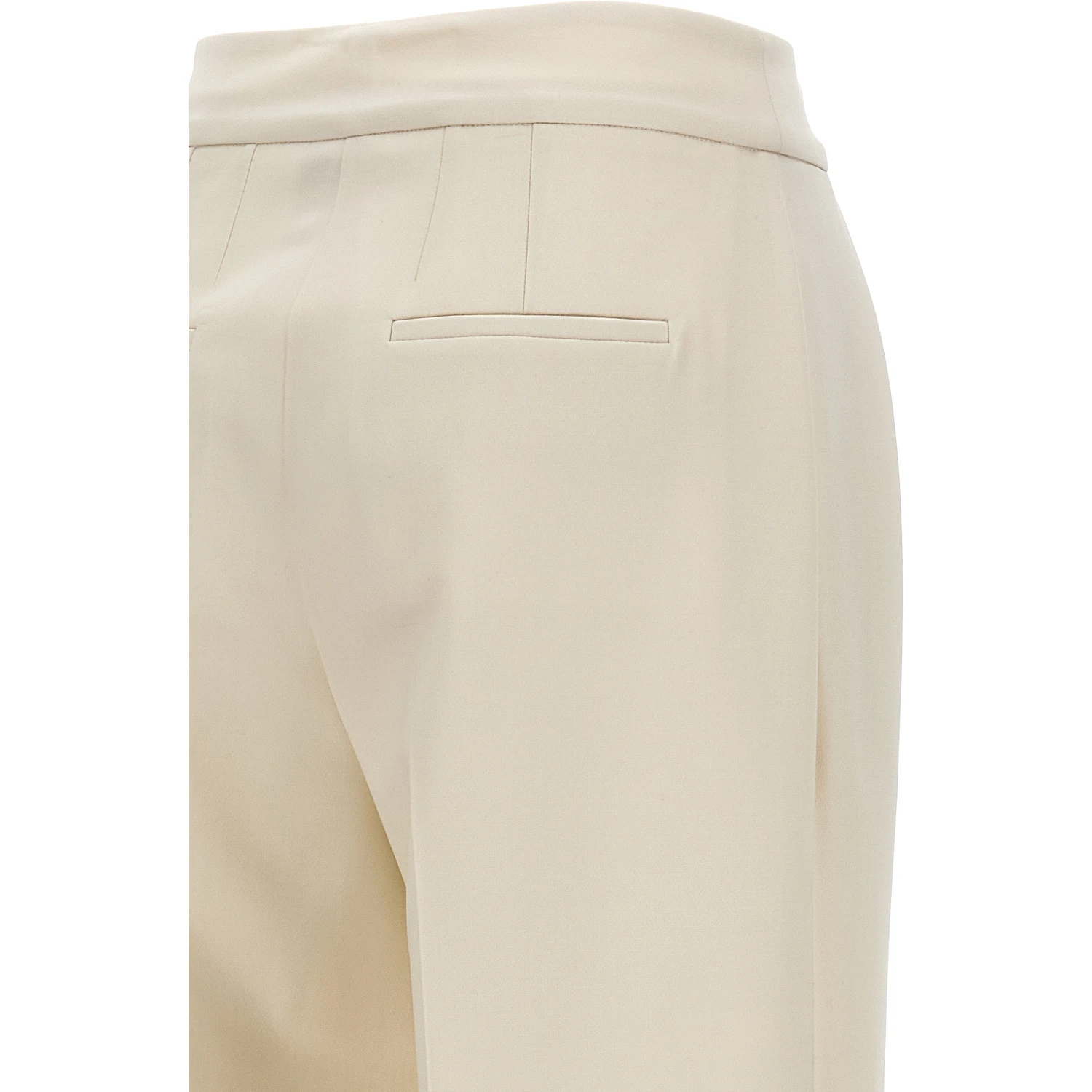 White Virgin Wool Casual Pants