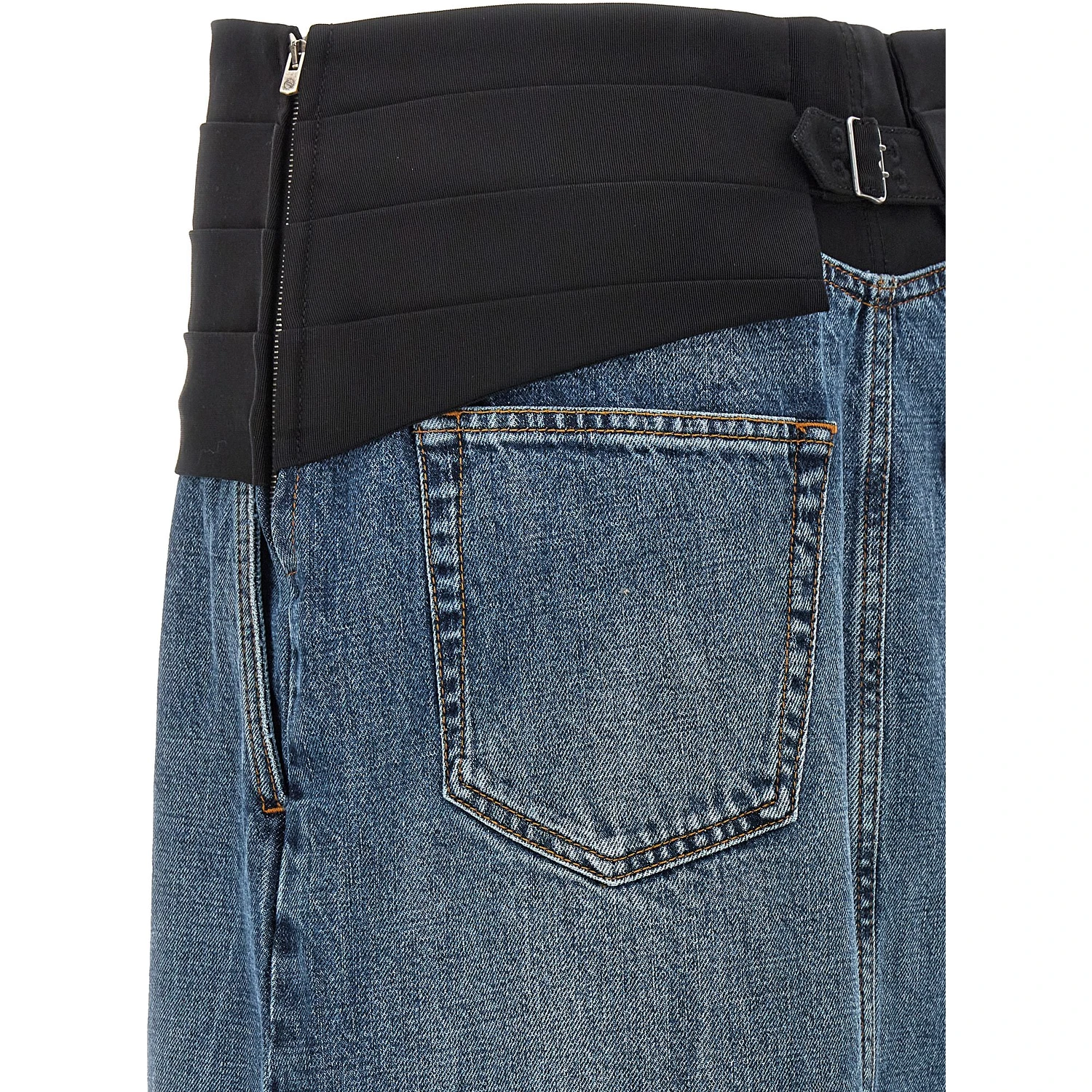Blue Cotton Mini Skirt